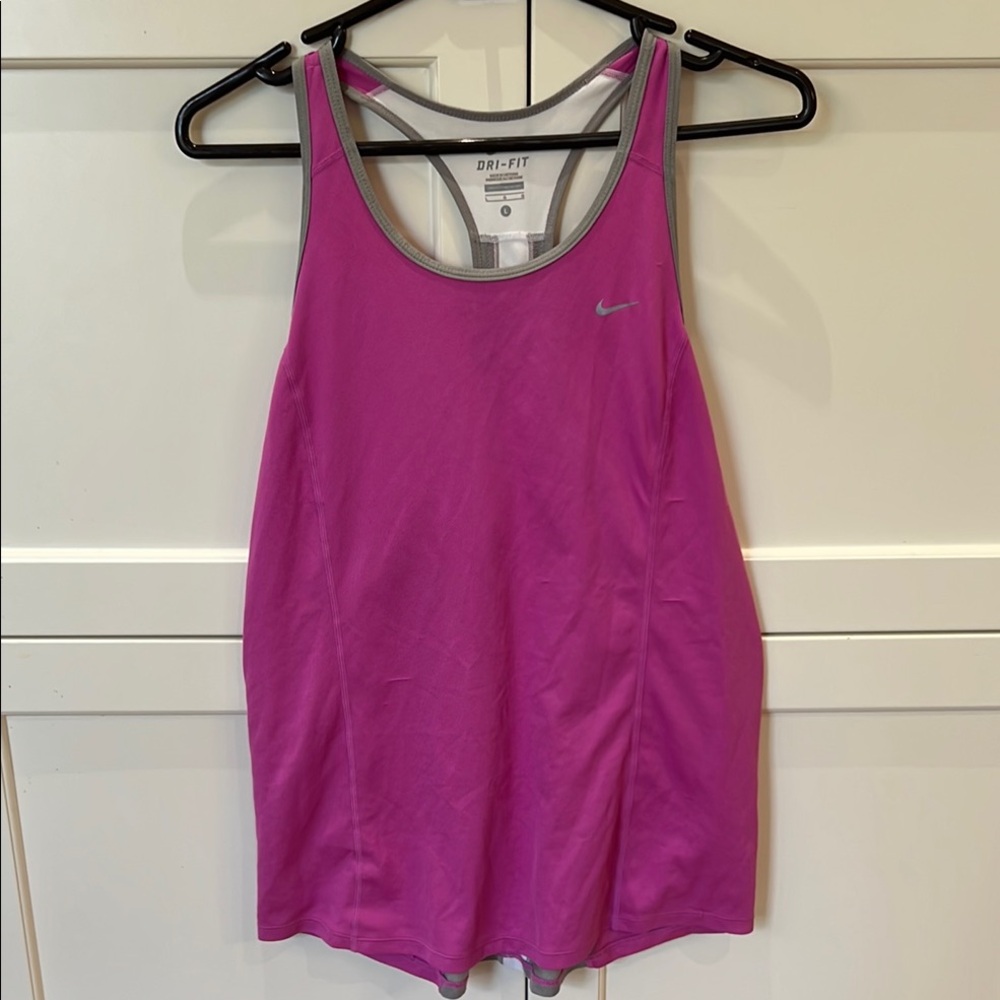 Nike Women's Pink Tank Top large dri fit